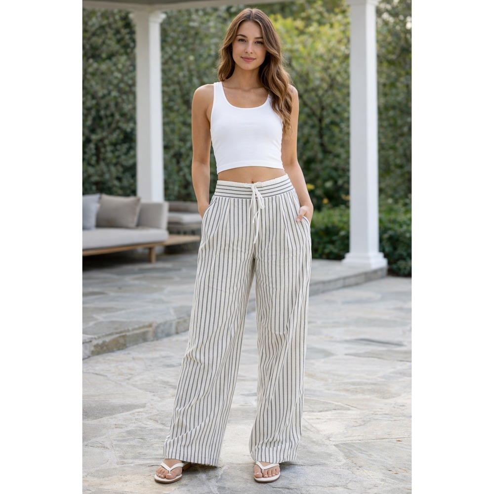 Commense Casual Striped Wide Leg Pants size‎ M